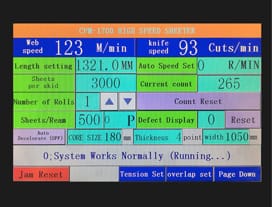 CHM paper sheeter touchscreen controls