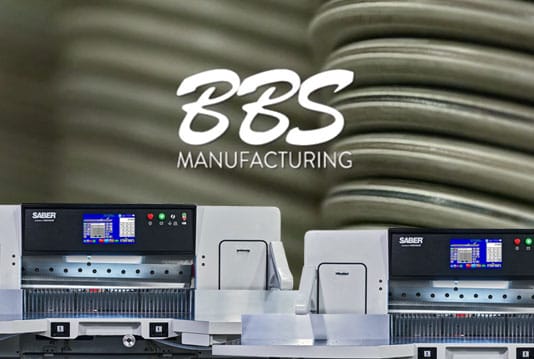 Image of the BBS logo and two SABER Paper Cutters