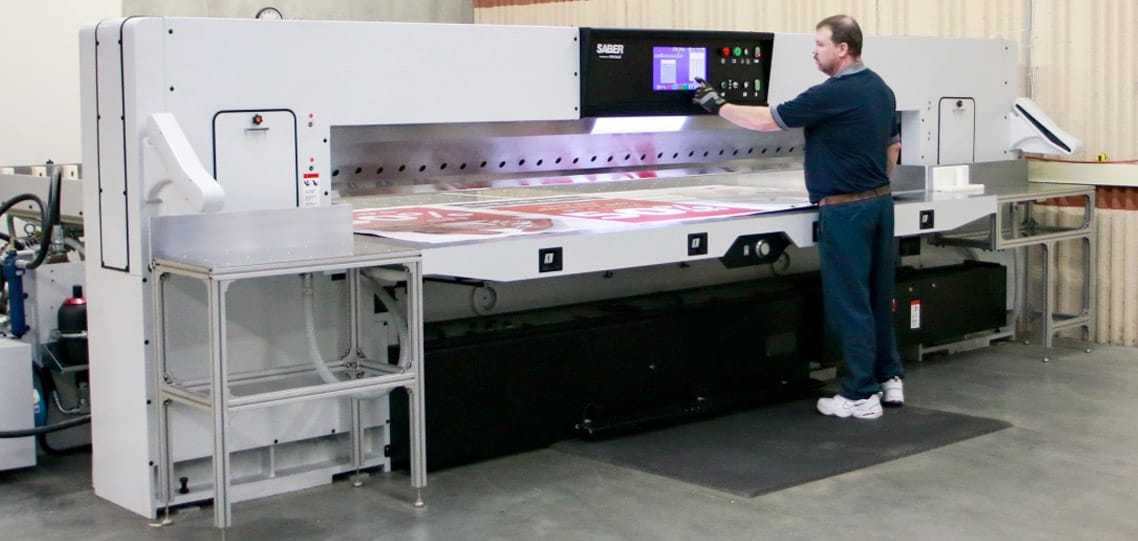 SABER industrial paper cutter safety features