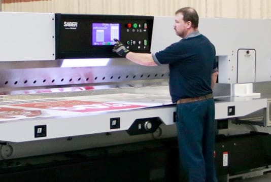 SABER industrial paper cutter safety features