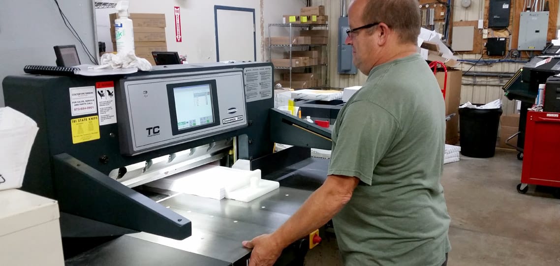 Rebuilt Challenge heavy duty paper cutter with air fed side table