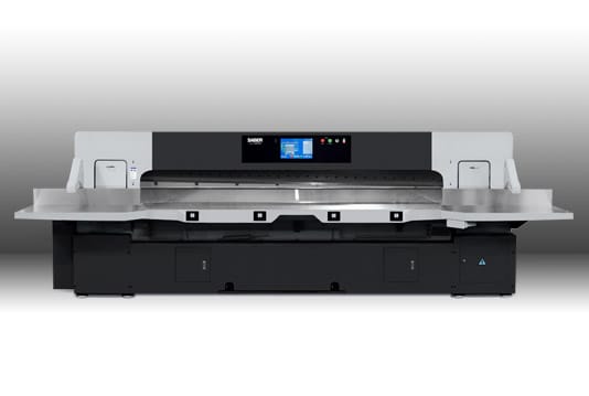 SABER XXL paper cutter with computerized back gauge controls